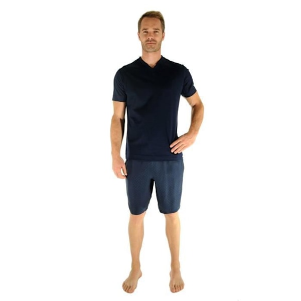 Pyjamas - PILUS - Jaipur - T-shirt med korta ärmar - Kort 100% siden - Färg marin Blå S