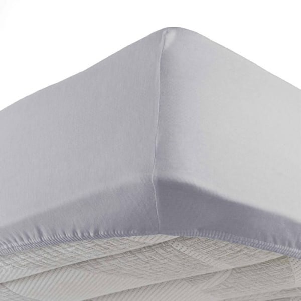 Drap housse - 140 x 190 cm - Stort örngott - jersey - Enfärgad - Grå Grå