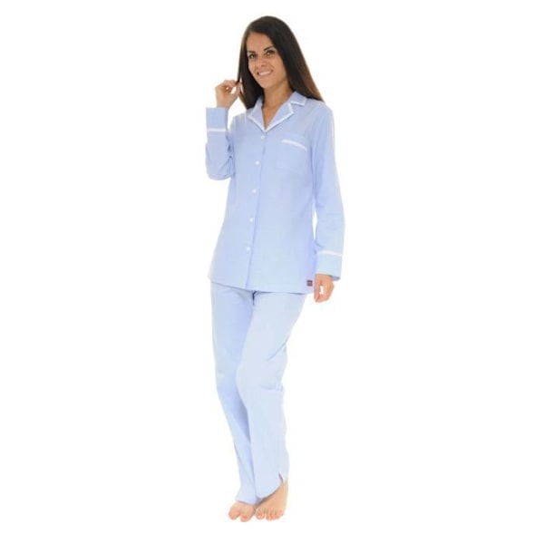 Pyjama - Stephanoise - 4209 - Napitettu - Vihreät ruudut sinisellä ja valkoisella - 100% Puuvilla Blå 50