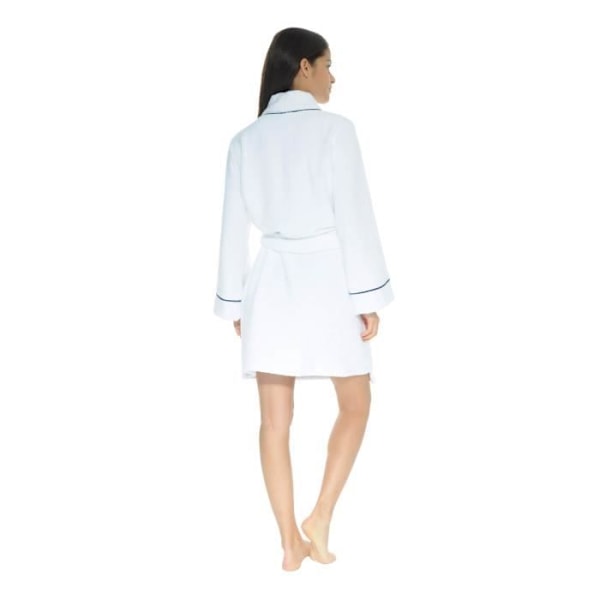 Frotté badekåbe - Marise - Kort kimono i hvid - Foran lommer - Broderi i form af sløjfe Vit 38