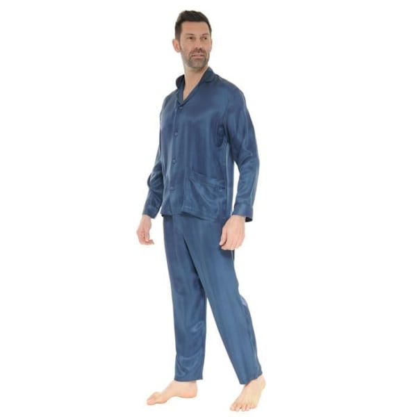 Pyjamasæt - PILUS - 7572 - 100% Silke - Absolut Komfort - Farve Blå Blå M