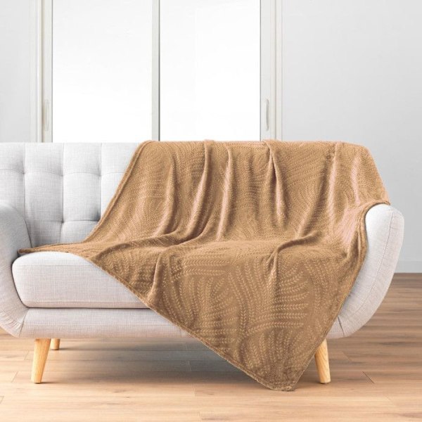 Plaid - Flannel - Kamel - 125x150 cm - Syntetisk - Moderne design Kamel