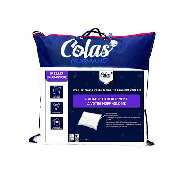 Pude memory foam flager - 60x60 cm - Fremstillet i Frankrig - Hvid Vit