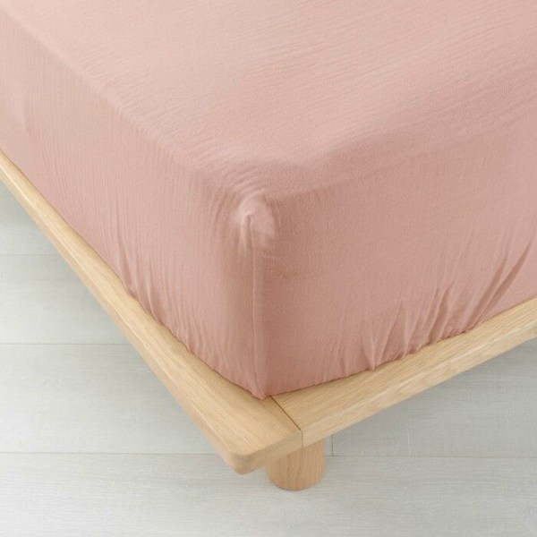 Drap housse 2 personer 140 x 190 cm dubbelgaze bomull 57 trådar Angelia Rose Rosa