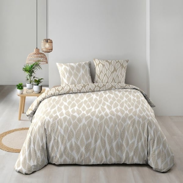 Käännettävä peitto setti + 260 x 240 cm puuvilla 57 langan + 2 tyynyliinaa Mareva Beige