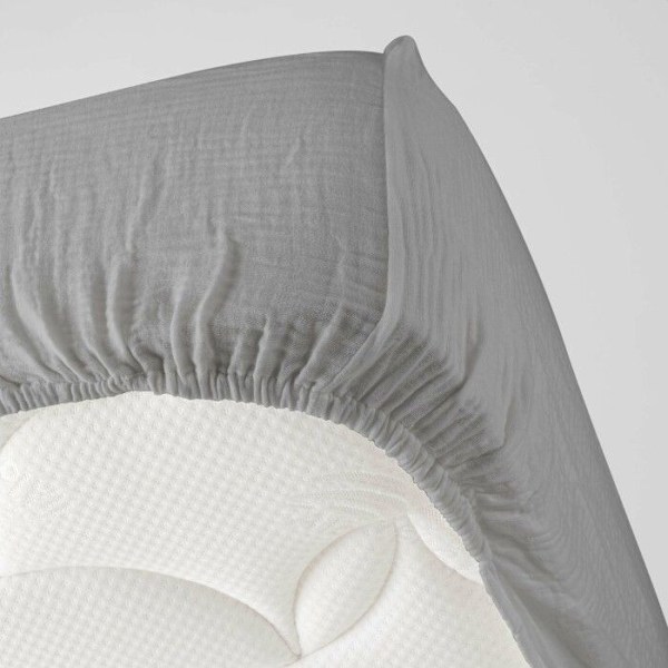 Drap housse 2 personer 160 x 200 cm dubbelgaze bomull 57 trådar Angelia Grå Grå