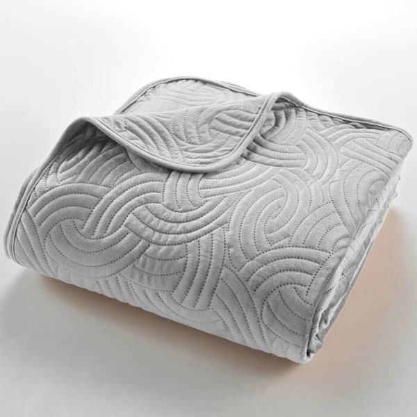 Sängöverkast - INREDSKÖN - 220x240 cm - Sammet - Grafisk relief - Grå Grå