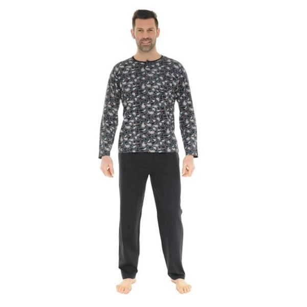 Pyjamas Lange - Christian Cane - Donatien - 100% Bomuld - Tunisk Krave - Ren Sort Svart S
