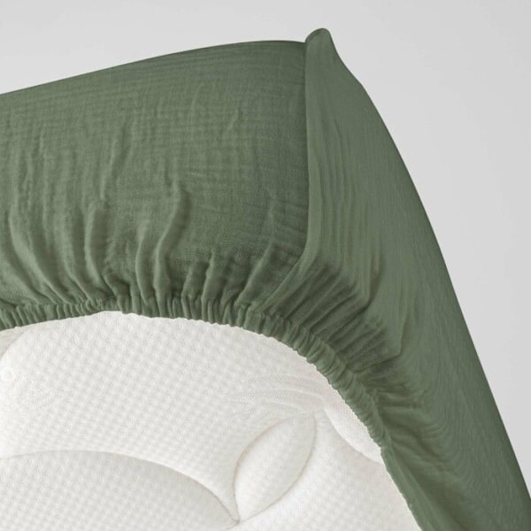 Lakan för 2 personer 160 x 200 cm dubbelt gasväv bomull 57 trådar Angelia Khaki Kaki
