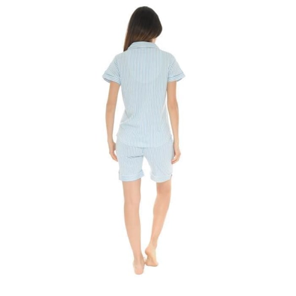 Pyjamakostym - Mary - 3905 - Fluidt material - Randig ljusblå - Elastisk midja Blå 48