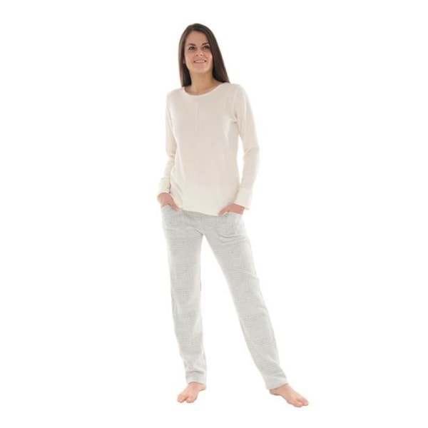Pyjamas Lang - PILUS - Model ADA - Ecru - Optimal Komfort - Tidensløs Elegance Ecru 44