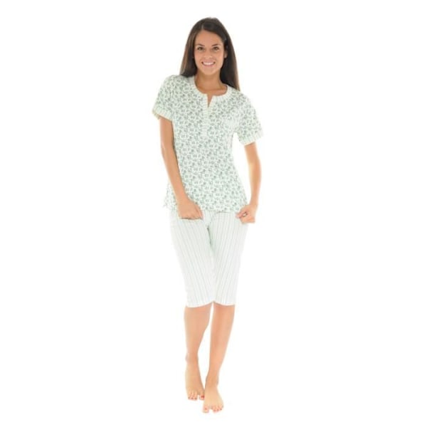 Pyjamaset - Victorine - 6289 - Grön Mandel - Blommor - 100% Bomull Grön 40
