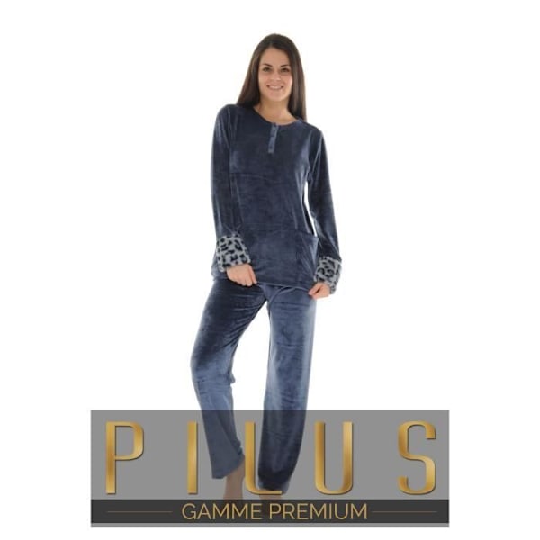 Pyjamas Lång Blå Ambre - Pilus - Modell Ambre - Blå Skiffer - Kvinna - Vuxen Blå 44