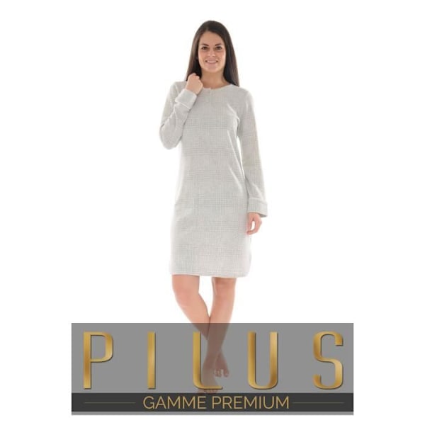 Grå Nachthemd Ada Nachthemd 7022 - PILUS - Kvinna - Grå - Tunisisk krage fleece prins av gallern. Grå 44