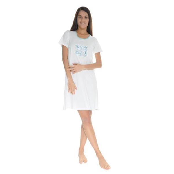 Yömekko - Madeline - 4119 - 100% Puuvilla - Lyhyet Hihat - Kukkakuosi Vit 36