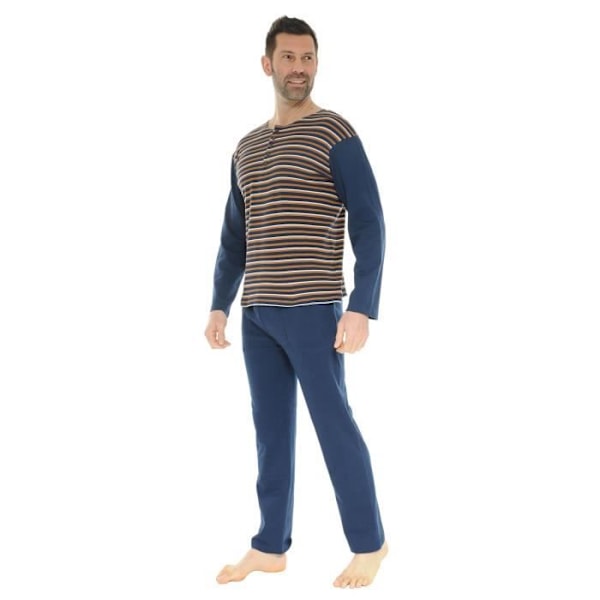 Pitkät Pyjama Miesten - CHRISTIAN CANE - DARIUS - Tumma Sininen - 100% Puuvilla Blå XXL