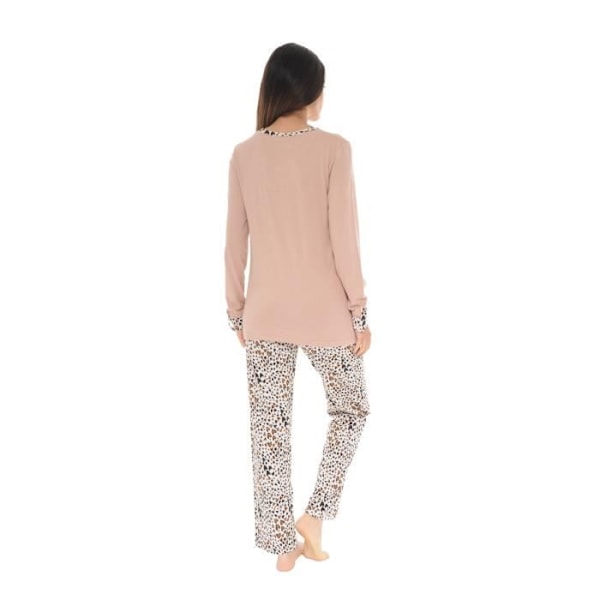 Pyjama Pitkä - Riva - 5375 - Vaalea Ruskea - V-kaula - Säädettävät Hihat kastanj 36