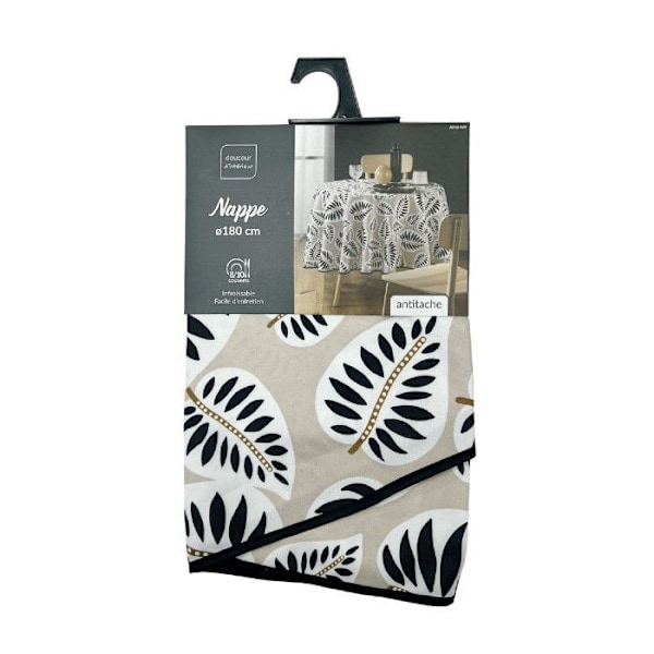 Rund dug (0) 180 cm polyester trykt alma Noir Svart