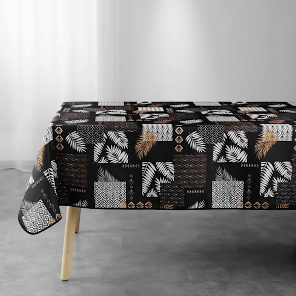 Rektangulær pletafvisende dug - 150 x 240 cm - Løv og grafiske mønstre - Sort Svart