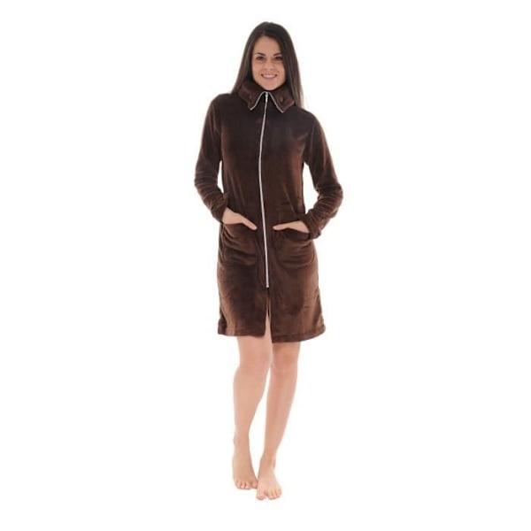 Zip hoodie - Josefine - Brun - Høj krave - Lommer - Længde 97 cm kastanj 40