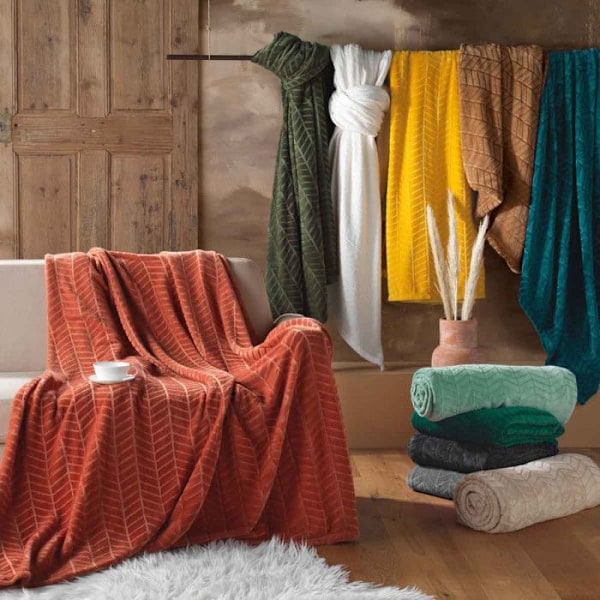 Rutig Flanell Enfärgad "Arya" 180x220cm Kamel