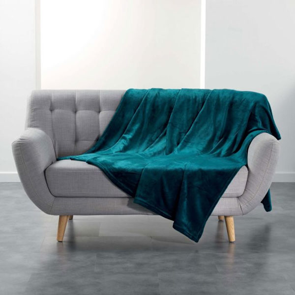 Plaid i polar - Flanou - 180 x 220 cm - Blå Blå