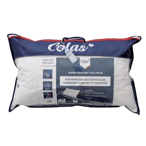 Blød microgel pude - 45x70 cm - Fremstillet i Frankrig - Hvid