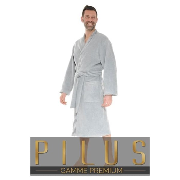 Kimono Pitkä - PILUS - Blaise - Vaaleanharmaa - 2 Taskua - Mukava Grå M