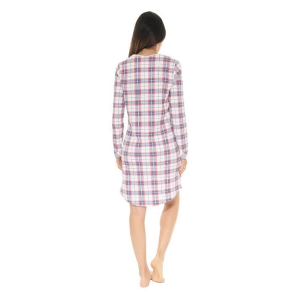Yömekko - Romina - 5397 - 100% Puuvilla - Ruudullinen Printti - Pyöreä Kaulus Vit 40