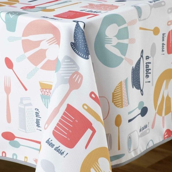 Rektangulær voksdug - INDBYGGINGSBLØD - Køkkenredskaber - 140x240 cm - Multifarvet Multico