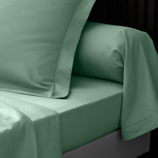 Drap housse 90x190 cm - Percale 100% bomull - DOUCEUR D'INTERIEUR - Lind - Huvud 30 cm Lind