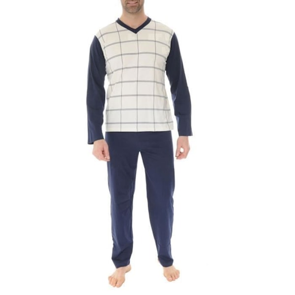 Pyjamas lång i bomull stängd Christian Cane beige - Vuxen - Unisex Beige och marinblå M