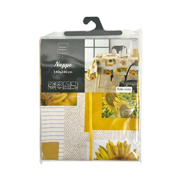 Nappe rektangulær 140 x 240 cm pvc fotoprint Solsikker Gul