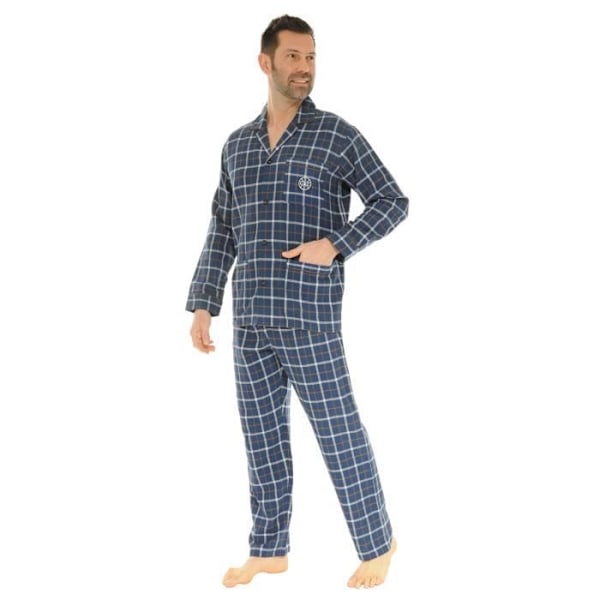 Pyjamas för män - Christian Cane - Dorian - Krage - 100% bomull - Mörkblå Blå jag