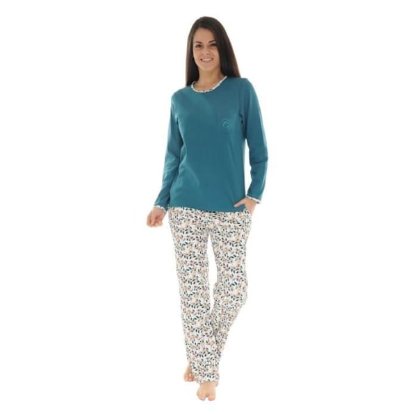 Pyjamas Lång Grön Cidonie - CHRISTIAN CANE - Kvinna - Broderi Framsidan - Elastisk Midja - 100% Bomull Grön 38