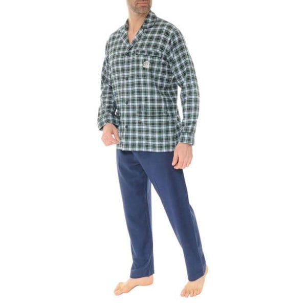 Pyjamas Lång bomull stängd CHRISTIAN CANE - Mörkblå Mörkblå, grangrön, röd och vit M