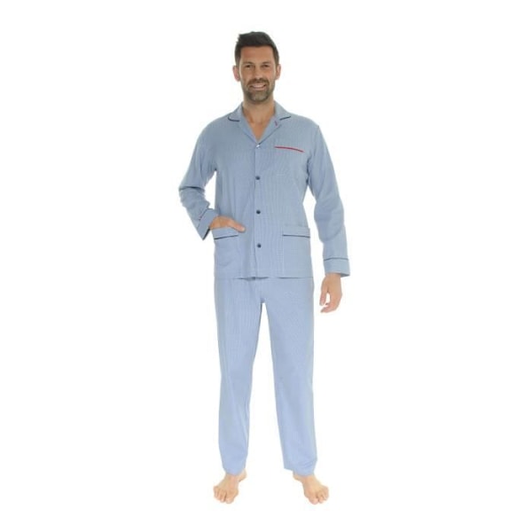 Pyjamakostym - Blå Ädel - 5526 - Bomull - Vichy - Elegant Blå XXL