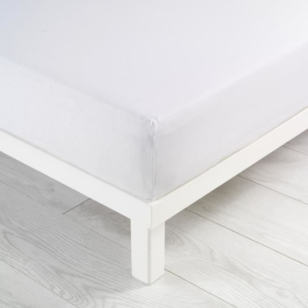 Lagen til madras - MÆRKE - 140 x 190 cm - jersey - hvid - stor kappe Vit