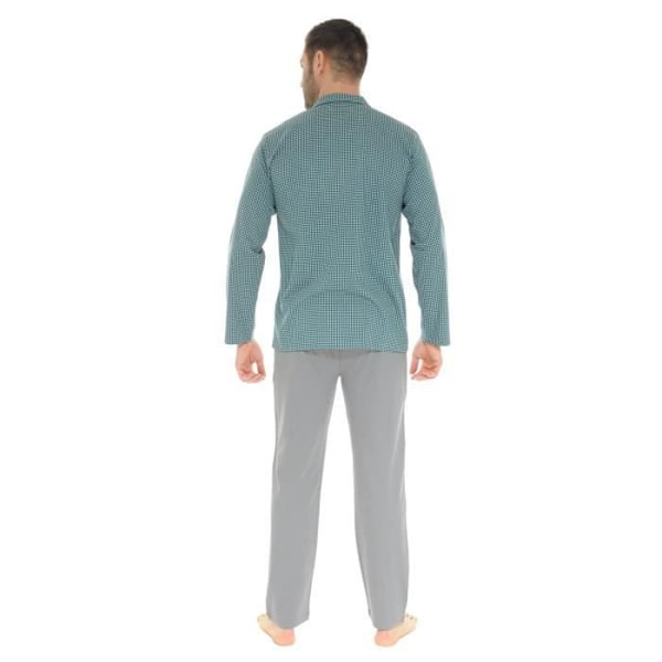 Pyjama Pitkä Mies - CHRISTIAN CANE - DELMONT - Tummanharmaa - Kaulus - Elastinen Vyö Grå M