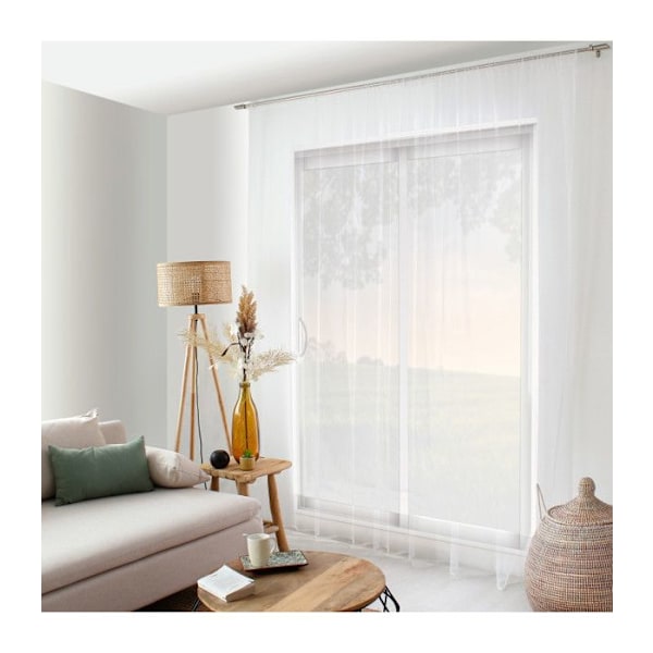 Verho - KOTI MAISON - 300x240 cm - Hyttysverkko - Renkaat läpi - Yksivärinen Vit