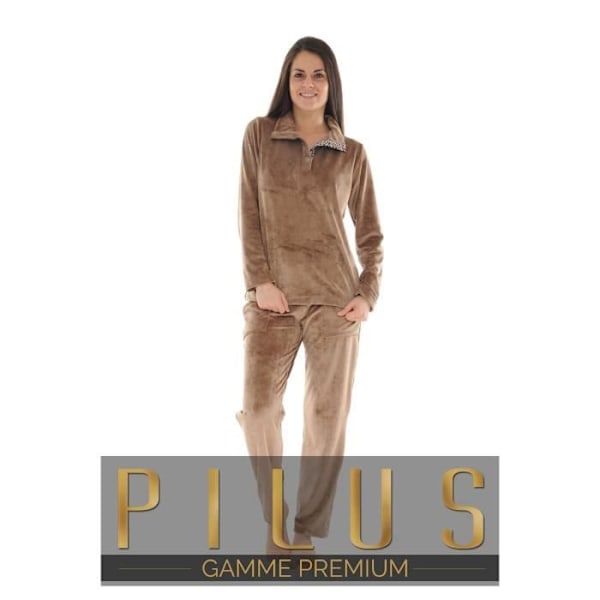 Pyjamas Lange Brun Adelie - PILUS - Kvinde - Elastisk Bælte - Lommer - Velour kastanj 44
