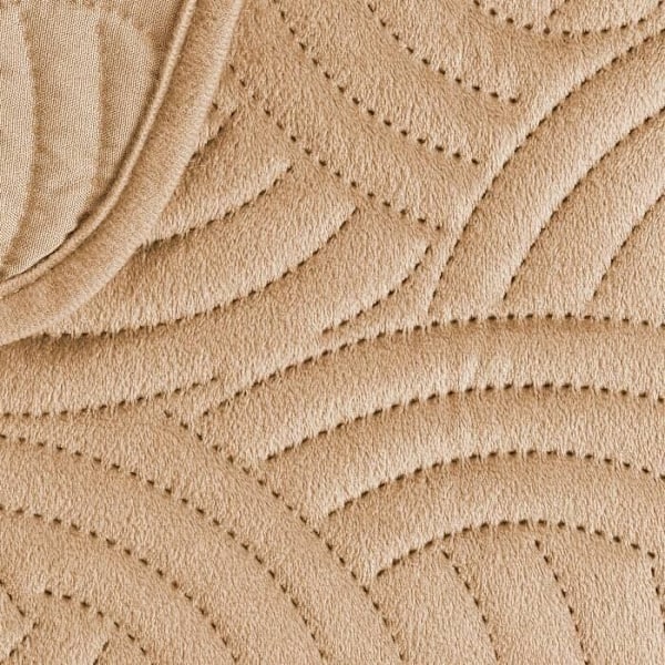 Sengetæppe - INDSATSENS BLØDHED - 220x240 cm - Velour - Grafisk relief - 2 pudevårdsæt Grå, Lin