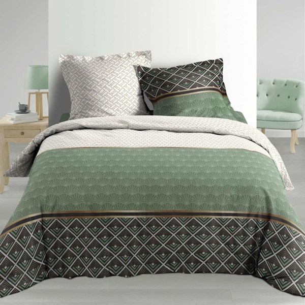 parure 3 kpl 240 x 220 cm percale imp. 78 lankaa koko pinta belor Grön