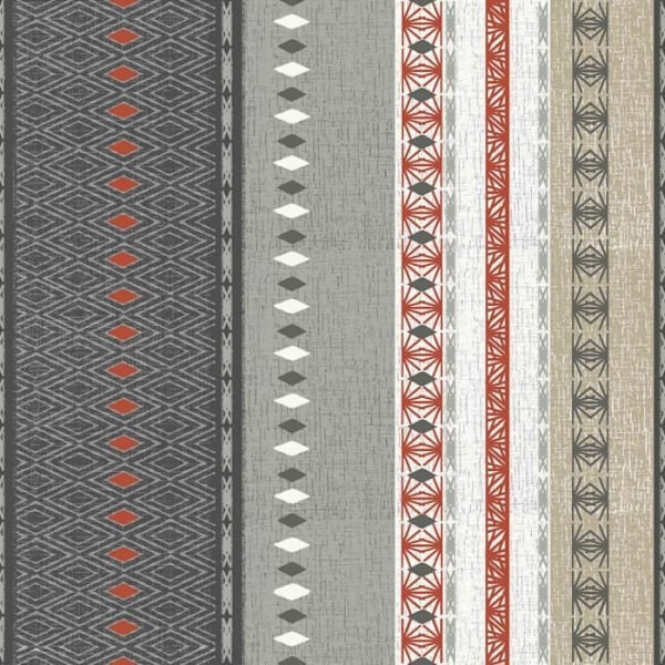 Vaxduk - Ej specificerat - Rutor och ränder terracotta - Bredd 140 cm - Färger grå, beige grå, beige, terrakotta