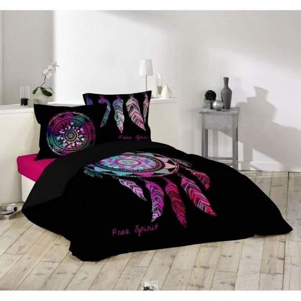 Duvetöverdrag - Lycka - Svart - 200 x 200 cm - 100% bomull - 3 delar Svart