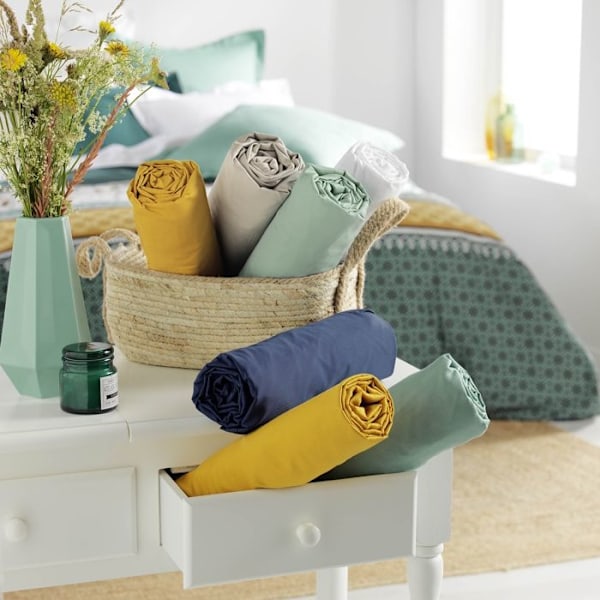 Drap Housse i Bomull "Biolina" 180x200cm Ockra Ockra