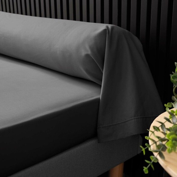 Pudebetræk - Percale - Antracit - 100% bomuld - 85x185 cm - Sanforiseret behandling Stål