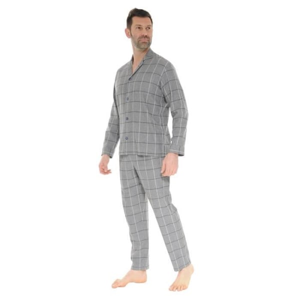 Pyjamasæt Herre - Pilus - BIAGIO - Lys Grå - Elastisk Talje - Klippedkrave Grå M