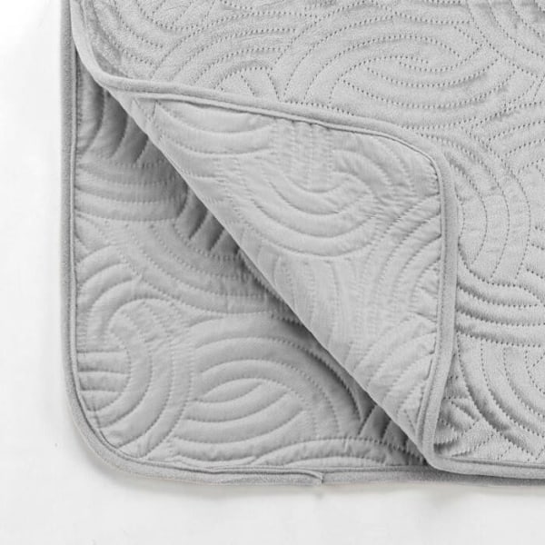 Sängöverkast - INREDSKÖN - 220x240 cm - Sammet - Grafisk relief - Grå Grå