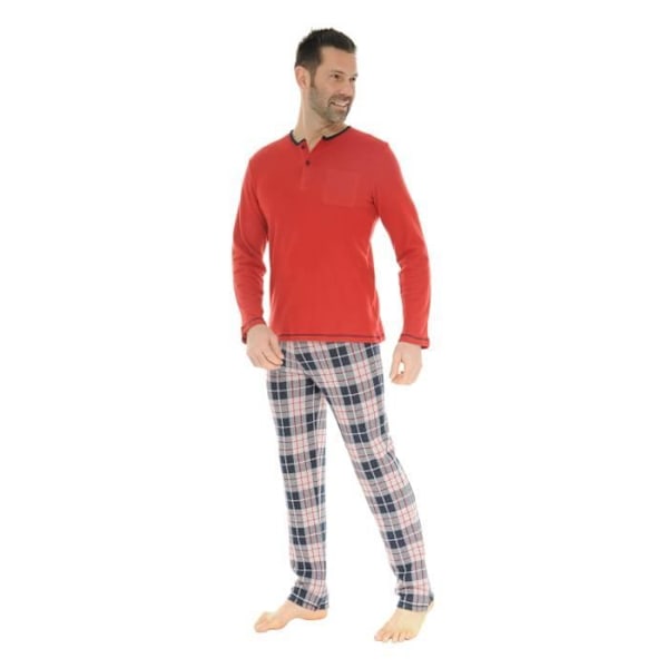 Punainen Pitkä Pyjama Davy - CHRISTIAN CANE - Mies - Tunisialainen Kaulus - Mukava ja Lämmin Röd M